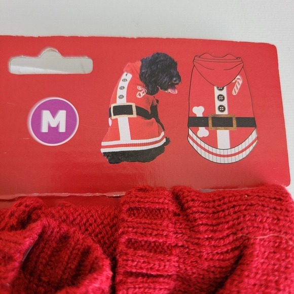 Vibrant Life Pet Christmas Sweater Santa Red Knit Medium 17" Dogs 20-50 lbs NWT - Picture 3 of 7
